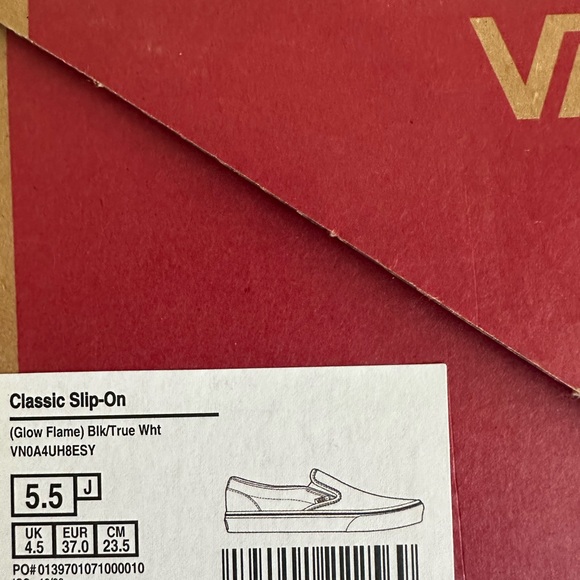 Vans Claasic Slip On Glow In Dark Flame 5.5 Jr / women’s 7 - Picture 6 of 6